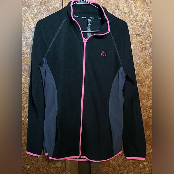 RBX Jackets & Blazers - RBX women pink and black fleece zip up jacket large with front pockets